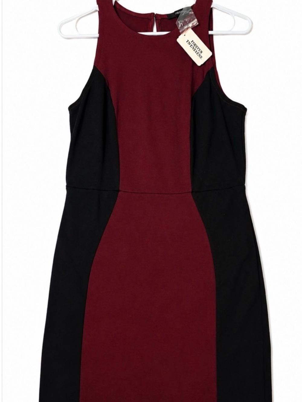 New Womens Forever 21  Burgundy/ Black Colorblock Bodycon Sleeveless dress LARGE